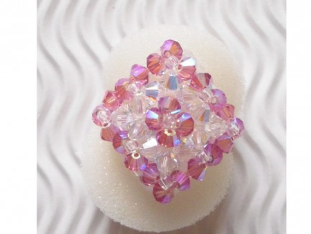 *BIN ZU HABEN* Ring aus Swarovskisteinen rosa/weiß